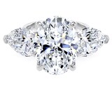 Goldsmiths 18ct White Gold 9.00cttw Oval and Pear Cut Lab Grown Diamond 3 Stone Engagement Ring - Ring Size S