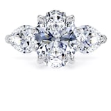 Goldsmiths 18ct White Gold 9.00cttw Oval and Pear Cut Lab Grown Diamond 3 Stone Engagement Ring - Ring Size S