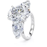 Goldsmiths 18ct White Gold 9.00cttw Oval and Pear Cut Lab Grown Diamond 3 Stone Engagement Ring - Ring Size S