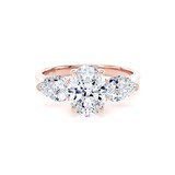 Goldsmiths 18ct Rose Gold 2.00cttw Oval and Pear Cut Lab Grown Diamond  3 Stone Engagement Ring - Ring Size U.5