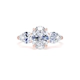 Goldsmiths 18ct Rose Gold 2.00cttw Oval and Pear Cut Lab Grown Diamond  3 Stone Engagement Ring - Ring Size U.5