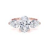 Goldsmiths 18ct Rose Gold 2.66cttw Oval and Pear Cut Lab Grown Diamond 3 Stone Engagement Ring - Ring Size H.5