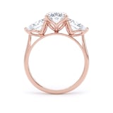 Goldsmiths 18ct Rose Gold 2.66cttw Oval and Pear Cut Lab Grown Diamond 3 Stone Engagement Ring - Ring Size H.5