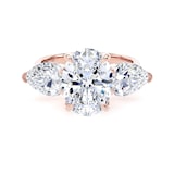 Goldsmiths 18ct Rose Gold 4.00cttw Oval and Pear Cut Lab Grown Diamond 3 Stone Engagement Ring - Ring Size T