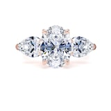 Goldsmiths 18ct Rose Gold 4.00cttw Oval and Pear Cut Lab Grown Diamond 3 Stone Engagement Ring - Ring Size T