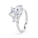 Goldsmiths Platinum 5.80cttw Radiant and Trapezoid Cut Lab Grown Diamond 3 Stone Engagement Ring - Ring Size N.5
