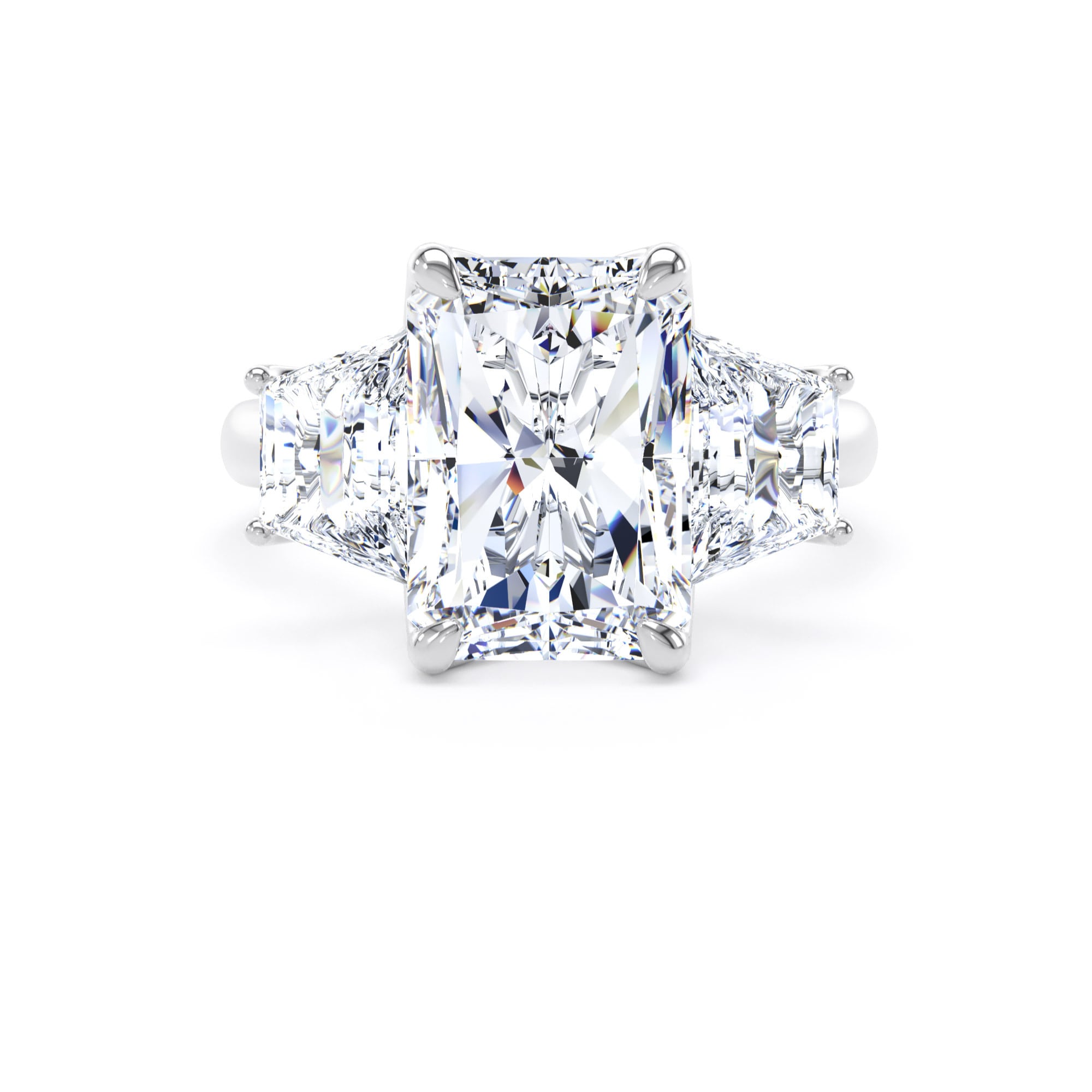 Goldsmiths Platinum 7.00cttw Radiant and Trapezoid Cut Lab Grown Diamond 3 Stone Engagement Ring - Ring Size R Goldsmiths Platinum 7.00cttw Radiant and Trapezoid Cut Lab Grown Diamond 3 Stone Engagement Ring - Ring Size R