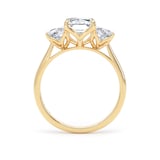 Goldsmiths 18ct Yellow Gold 4.20cttw Radiant and Trapezoid Cut Lab Grown Diamond 3 Stone Engagement Ring - Ring Size H