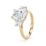 Goldsmiths 18ct Yellow Gold 4.20cttw Radiant and Trapezoid Cut Lab Grown Diamond 3 Stone Engagement Ring - Ring Size H