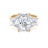 Goldsmiths 18ct Yellow Gold 7.00cttw Radiant and Trapezoid Cut Lab Grown Diamond 3 Stone Engagement Ring - Ring Size O.5