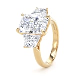 Goldsmiths 18ct Yellow Gold 7.00cttw Radiant and Trapezoid Cut Lab Grown Diamond 3 Stone Engagement Ring - Ring Size O.5