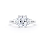 Goldsmiths 18ct White Gold 2.20cttw Radiant and Trapezoid Cut Lab Grown Diamond 3 Stone Engagement Ring - Ring Size S.5