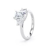 Goldsmiths 18ct White Gold 2.20cttw Radiant and Trapezoid Cut Lab Grown Diamond 3 Stone Engagement Ring - Ring Size S.5