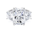 Goldsmiths 18ct White Gold 9.40cttw Radiant and Trapezoid Cut Lab Grown Diamond 3 Stone Engagement Ring - Ring Size T