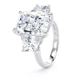 Goldsmiths 18ct White Gold 9.40cttw Radiant and Trapezoid Cut Lab Grown Diamond 3 Stone Engagement Ring - Ring Size T