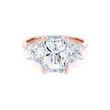 Goldsmiths 18ct Rose Gold 5.80cttw Radiant and Trapezoid Cut Lab Grown Diamond 3 Stone Engagement Ring - Ring Size J