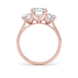 Goldsmiths 18ct Rose Gold 5.80cttw Radiant and Trapezoid Cut Lab Grown Diamond 3 Stone Engagement Ring - Ring Size J