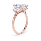 Goldsmiths 18ct Rose Gold 5.80cttw Radiant and Trapezoid Cut Lab Grown Diamond 3 Stone Engagement Ring - Ring Size J