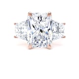 Goldsmiths 18ct Rose Gold 9.40cttw Radiant and Trapezoid Cut Lab Grown Diamond 3 Stone Engagement Ring - Ring Size L.5
