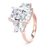 Goldsmiths 18ct Rose Gold 9.40cttw Radiant and Trapezoid Cut Lab Grown Diamond 3 Stone Engagement Ring - Ring Size L.5
