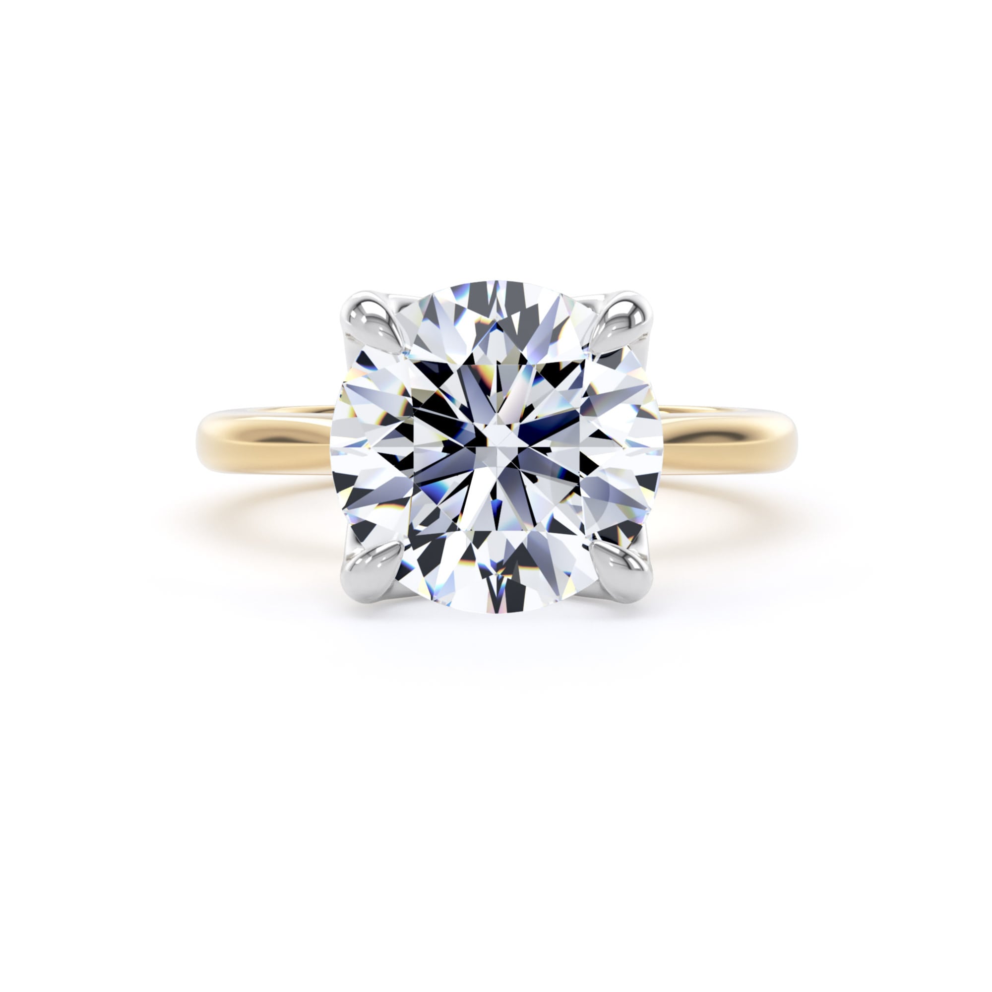 Goldsmiths 18ct Yellow Gold and Platinum 4.00cttw Brilliant Cut Lab Grown Diamond Solitaire Engagement Ring - Ring Size V.5 Goldsmiths 18ct Yellow Gold and Platinum 4.00cttw Brilliant Cut Lab Grown Diamond Solitaire Engagement Ring - Ring Size V.5
