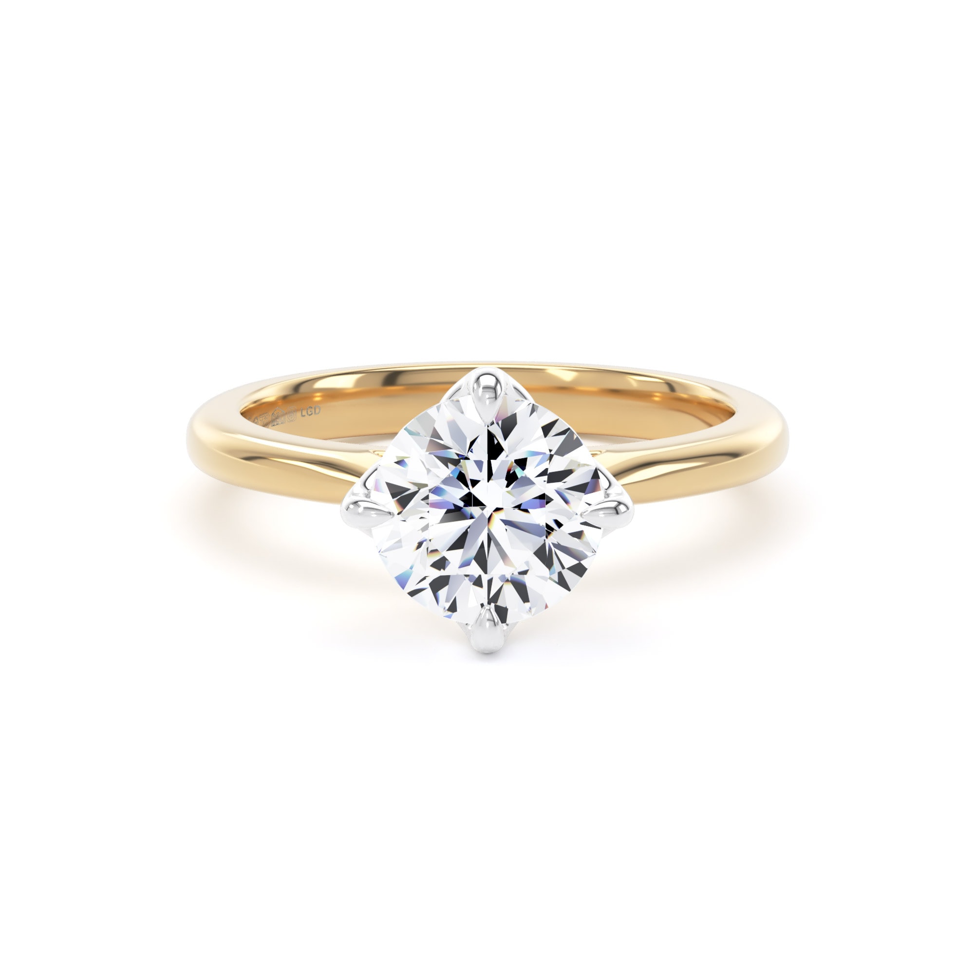 18ct Yellow Gold and Platinum 1.50cttw Compass Set Brilliant Cut Lab Grown Diamond Solitaire Engagement Ring