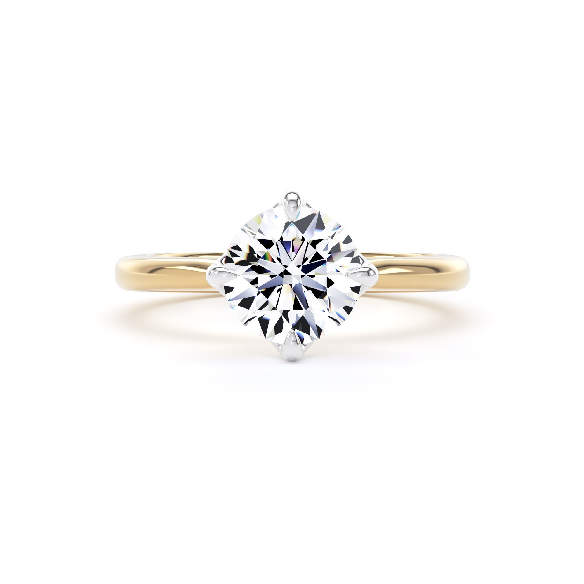 Goldsmiths 18ct Yellow Gold and Platinum 1.50cttw Compass Set Brilliant Cut Lab Grown Diamond Solitaire Engagement Ring - Ring Size L.5 Goldsmiths 18ct Yellow Gold and Platinum 1.50cttw Compass Set Brilliant Cut Lab Grown Diamond Solitaire Engagement Ring - Ring Size L.5