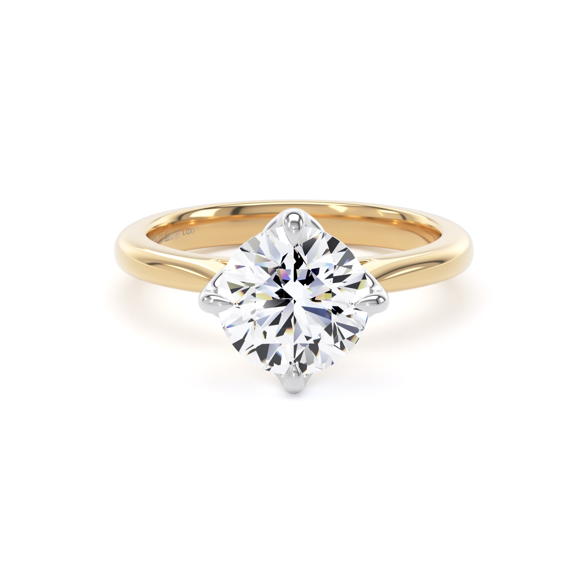 18ct Yellow Gold and Platinum 2.00cttw Compass Set Brilliant Cut Lab Grown Diamond Solitaire Engagement Ring