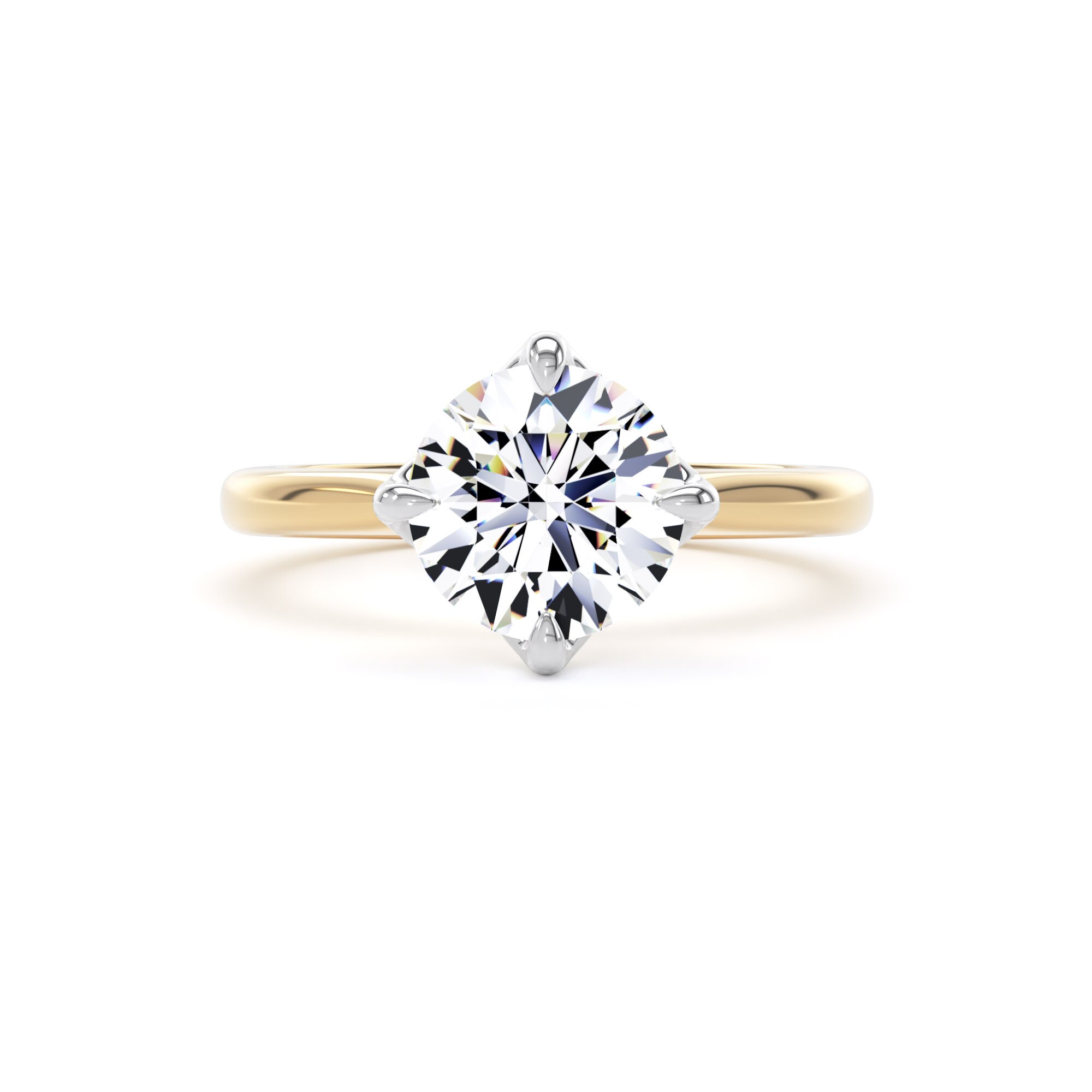 Goldsmiths 18ct Yellow Gold and Platinum 2.00cttw Compass Set Brilliant Cut Lab Grown Diamond Solitaire Engagement Ring - Ring Size L.5 Goldsmiths 18ct Yellow Gold and Platinum 2.00cttw Compass Set Brilliant Cut Lab Grown Diamond Solitaire Engagement Ring - Ring Size L.5