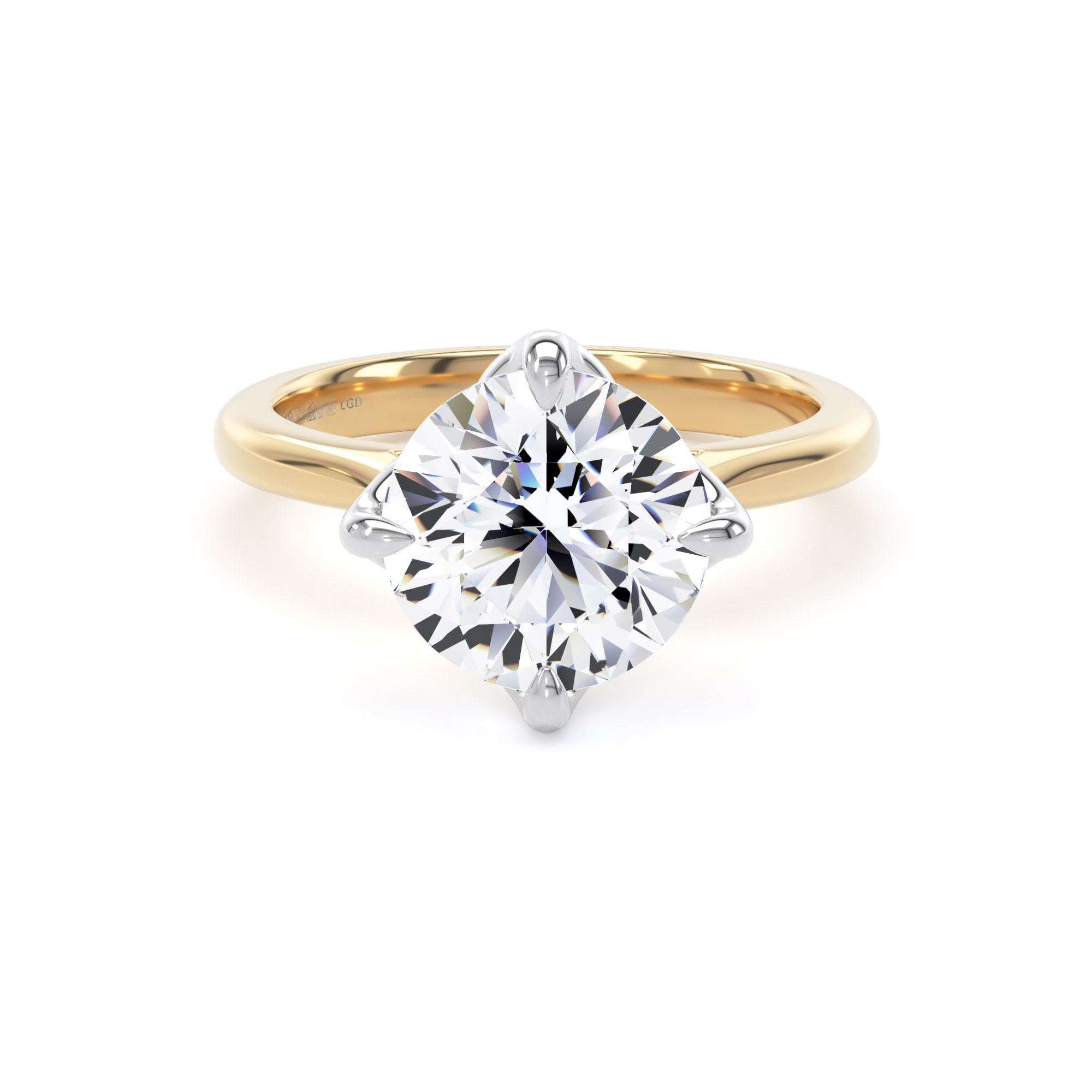 18ct Yellow Gold and Platinum 3.00cttw Compass Set Brilliant Cut Lab Grown Diamond Solitaire Engagement Ring