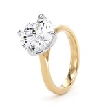 Goldsmiths 18ct Yellow Gold and Platinum 4.00cttw Compass Set Brilliant Cut Lab Grown Diamond Solitaire Engagement Ring - Ring Size T.5