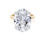 Goldsmiths 18ct Yellow Gold and Platinum 10.00cttw Oval Cut Lab Grown Diamond Solitaire Engagement Ring - Ring Size H