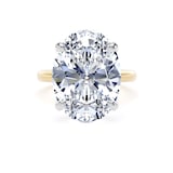 Goldsmiths 18ct Yellow Gold and Platinum 10.00cttw Oval Cut Lab Grown Diamond Solitaire Engagement Ring - Ring Size H