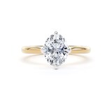 Goldsmiths 18ct Yellow Gold and Platinum 1.50cttw Compass Set Oval Cut Lab Grown Diamond Solitaire Engagement Ring - Ring Size P.5