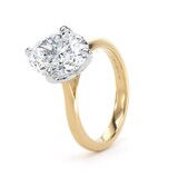 Goldsmiths 18ct Yellow Gold and Platinum 3.00cttw Compass Set Oval Cut Lab Grown Diamond Solitaire Engagement Ring - Ring Size S