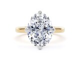 Goldsmiths 18ct Yellow Gold and Platinum 4.00cttw Compass Set Oval Cut Lab Grown Diamond Solitaire Engagement Ring - Ring Size W.5