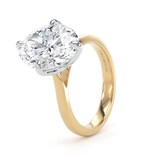 Goldsmiths 18ct Yellow Gold and Platinum 4.00cttw Compass Set Oval Cut Lab Grown Diamond Solitaire Engagement Ring - Ring Size W.5