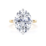 Goldsmiths 18ct Yellow Gold and Platinum 7.00cttw Compass Set Oval Cut Lab Grown Diamond Solitaire Engagement Ring - Ring Size Q.5