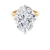 Goldsmiths 18ct Yellow Gold and Platinum 10.00cttw Compass Set Oval Cut Lab Grown Diamond Solitaire Engagement Ring - Ring Size T