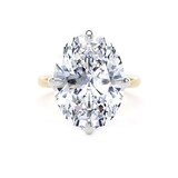 Goldsmiths 18ct Yellow Gold and Platinum 10.00cttw Compass Set Oval Cut Lab Grown Diamond Solitaire Engagement Ring - Ring Size T