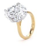 Goldsmiths 18ct Yellow Gold and Platinum 10.00cttw Compass Set Oval Cut Lab Grown Diamond Solitaire Engagement Ring - Ring Size T