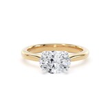 Goldsmiths 18ct Yellow Gold and Platinum 1.50cttw East-West Oval Cut Lab Grown Diamond Solitaire Engagement Ring - Ring Size L.5