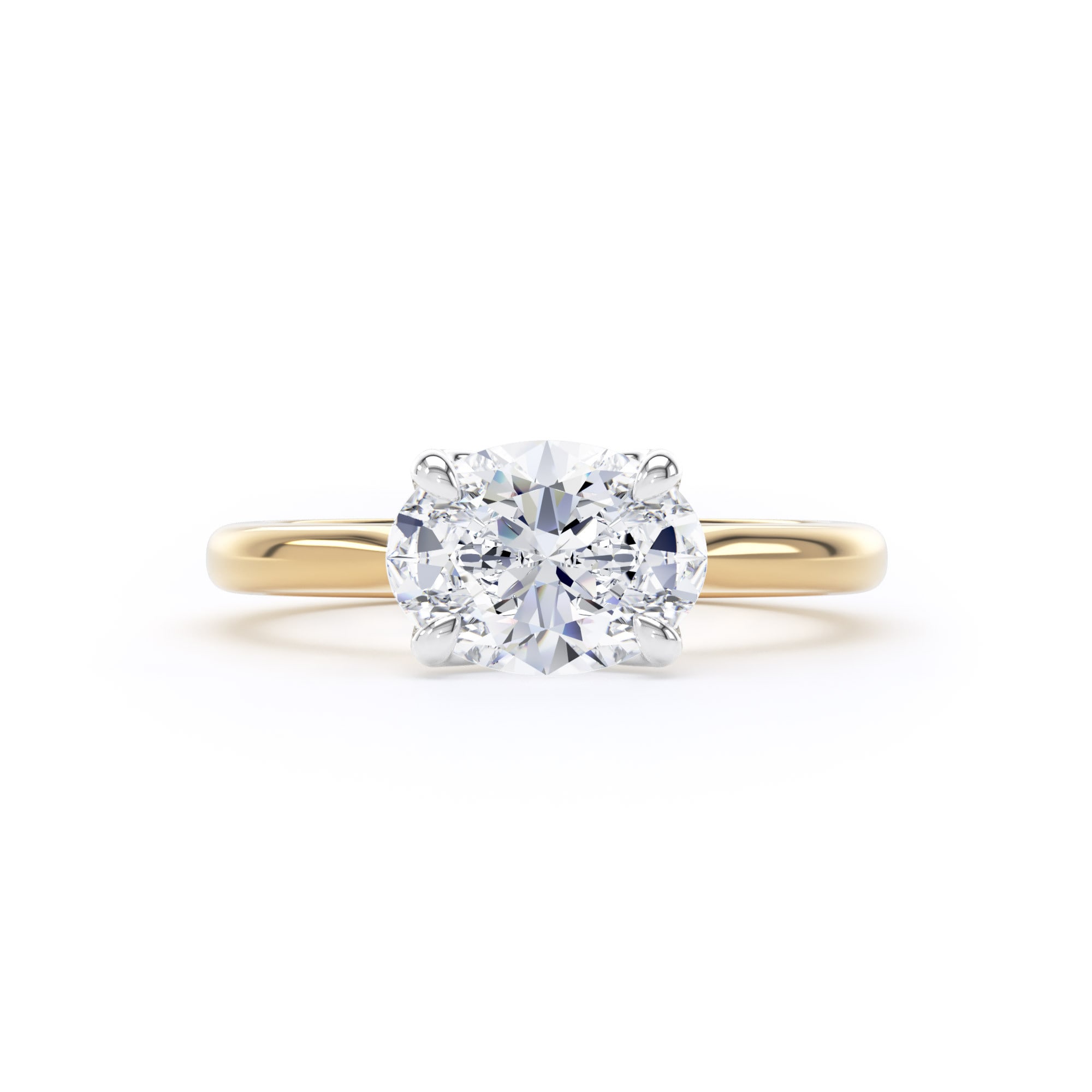 Goldsmiths 18ct Yellow Gold and Platinum 1.50cttw East-West Oval Cut Lab Grown Diamond Solitaire Engagement Ring - Ring Size S.5 Goldsmiths 18ct Yellow Gold and Platinum 1.50cttw East-West Oval Cut Lab Grown Diamond Solitaire Engagement Ring - Ring Size S.5