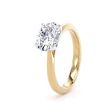 Goldsmiths 18ct Yellow Gold and Platinum 1.50cttw East-West Oval Cut Lab Grown Diamond Solitaire Engagement Ring - Ring Size L.5