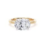 Goldsmiths 18ct Yellow Gold and Platinum 3.00cttw East-West Oval Cut Lab Grown Diamond Solitaire Engagement Ring - Ring Size M