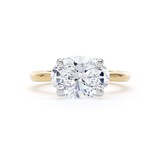 Goldsmiths 18ct Yellow Gold and Platinum 3.00cttw East-West Oval Cut Lab Grown Diamond Solitaire Engagement Ring - Ring Size M