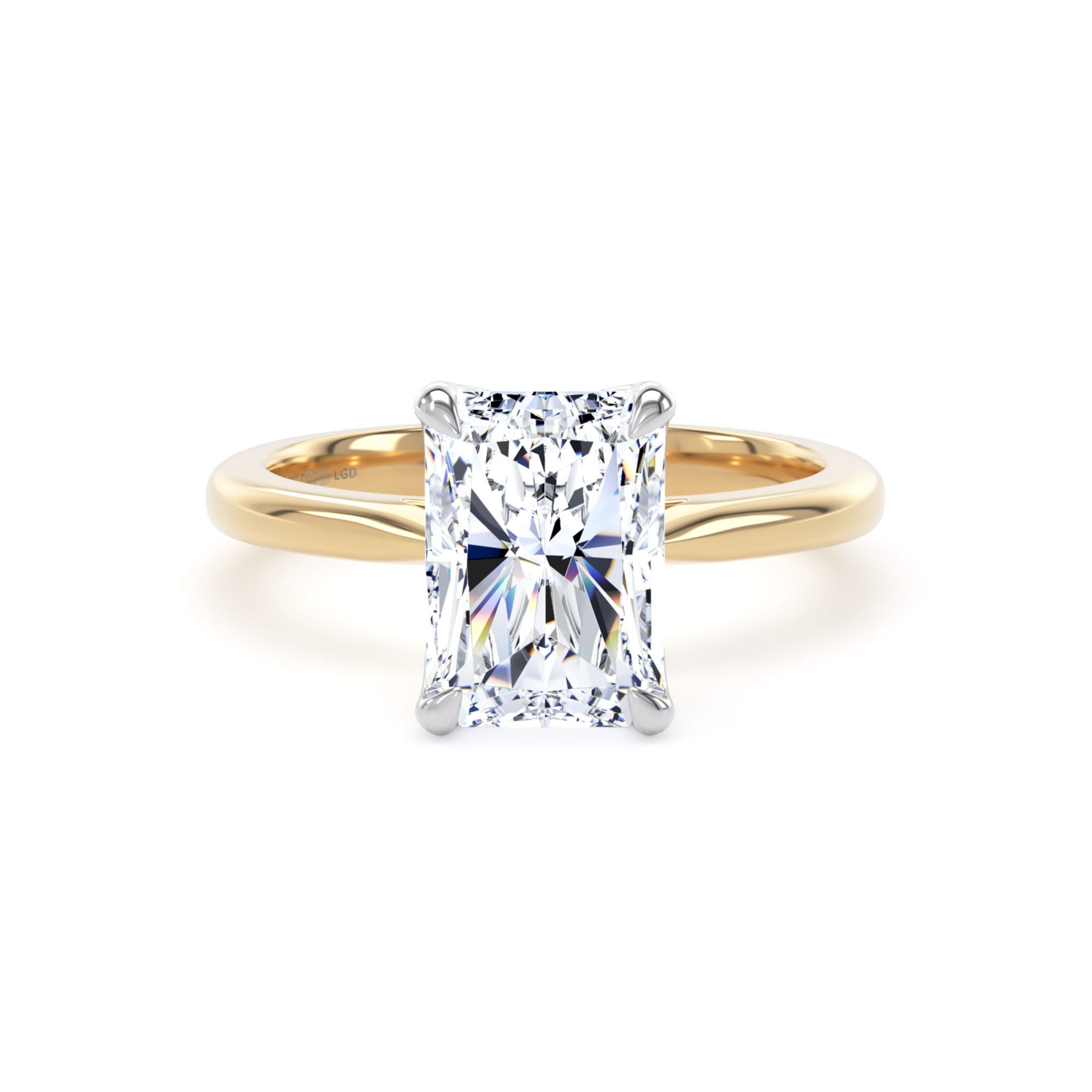 18ct Yellow Gold and Platinum 3.00cttw Radiant Cut Lab Grown Diamond Solitaire Engagement Ring