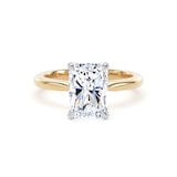 Goldsmiths 18ct Yellow Gold and Platinum 3.00cttw Radiant Cut Lab Grown Diamond Solitaire Engagement Ring - Ring Size U.5