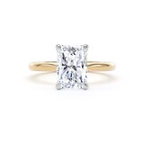 Goldsmiths 18ct Yellow Gold and Platinum 3.00cttw Radiant Cut Lab Grown Diamond Solitaire Engagement Ring - Ring Size U.5