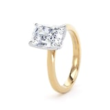 Goldsmiths 18ct Yellow Gold and Platinum 3.00cttw Radiant Cut Lab Grown Diamond Solitaire Engagement Ring - Ring Size U.5